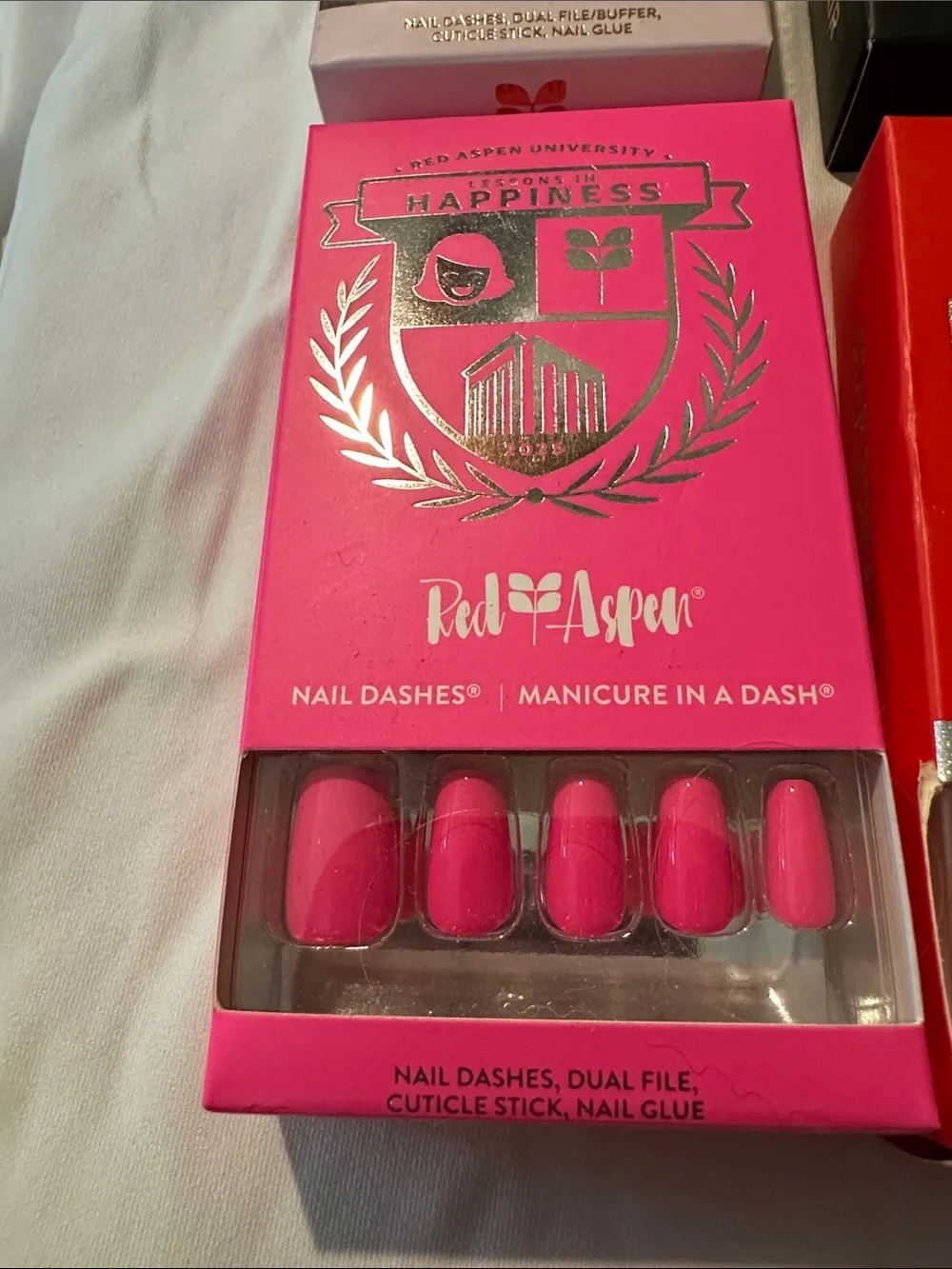 Red Aspen Nail Dashes Press-On Nails — Pink and Black Sets